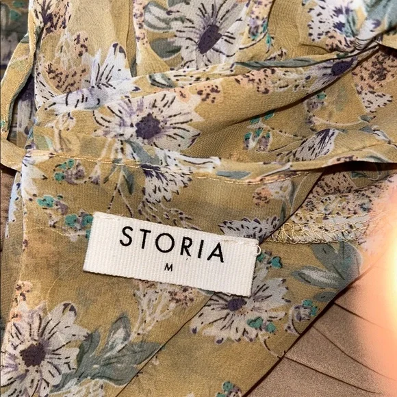 Storia Clarity Tiered Ruffle Floral Cottage Core Washed Yellow Maxi Dress Med - Picture 13 of 16